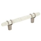 3 3/4" Centers Cabinet Handle in Marble White/Satin Nickel