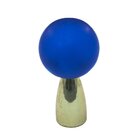 Polyester Sphere Knob in Blue Matte with Polished Brass Base