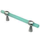 3"- 4" Adjustable Polyester Pull in Turquoise Matte with Satin Nickel Base