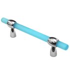 3"- 4" Adjustable Polyester Pull in Light Blue Matte with Polished Chrome Base