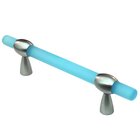 3"- 4" Adjustable Polyester Pull in Light Blue Matte with Satin Nickel Base