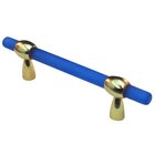 3"- 4" Adjustable Polyester Pull in Blue Matte with Polished Brass Base