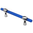 3"- 4" Adjustable Polyester Pull in Blue Matte with Polished Chrome Base