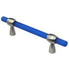 3"- 4" Adjustable Polyester Pull in Blue Matte with Satin Nickel Base