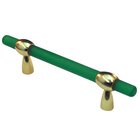 3"- 4" Adjustable Polyester Pull in Green Matte with Polished Brass Base