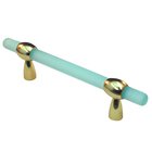3"- 4" Adjustable Polyester Pull in Light Green Matte with Polished Brass Base