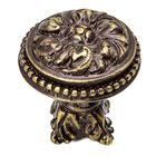 1 1/2" Diameter Large Knob with Column Base in Antique Brass