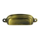 Solid Brass 3 5/8" Centers Front Mounted Shell Cup Pull in Antique Brass