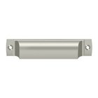Solid Brass 4" Centers Front Mounted Shell Cup Pull in Brushed Nickel