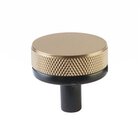 1 1/4" Conical Stem in Flat Black And Knurled Knob in Satin Brass