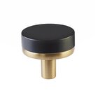 1 1/4" Conical Stem in Satin Brass And Smooth Knob in Flat Black