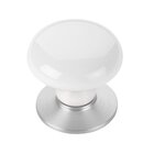 1 3/8" Diameter Ice White Porcelain Knob in Polished Chrome