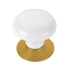 1 3/8" Diameter Ice White Porcelain Knob in French Antique Brass