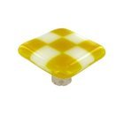 1 1/2" Knob in Sunflower Yellow with White Squares with Aluminum base