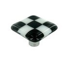 1 1/2" Knob in Black with White Squares with Black base