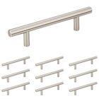 10 Pack of 3 3/4" Centers Steel Bar Pull with Beveled Ends in Satin Nickel