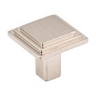 1 1/8" Overall Length Stepped Square Cabinet Knob in Satin Nickel