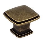 1 3/16" Plain Square Knob in Lightly Distressed Antique Brass