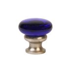1 1/4" (32mm) Mushroom Glass Knob in Transparent Cobalt/Brushed Nickel