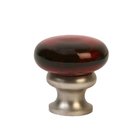 1 1/4" (32mm) Mushroom Glass Knob in Transparent Ruby Red/Brushed Nickel