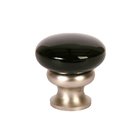 1 1/4" (32mm) Mushroom Glass Knob in Black/Brushed Nickel