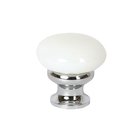 1 1/4" (32mm) Diameter Mushroom Glass Knob in Milk White/Polished Chrome