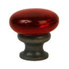 1 1/4" (32mm) Mushroom Glass Knob in Transparent Ruby Red/Oil Rubbed Bronze