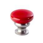 1 1/4" (32mm) Diameter Metal Mushroom Knob in Candy Red/Brushed Nickel