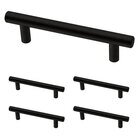 (5 Pack) 3 3/4" (96mm) Centers Steel Bar Pull in Matte Black Antimicrobial