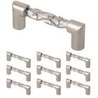 (10 Pack) 3" (76mm) Centers Crystal Lace Bar Pull in Satin Nickel & Clear