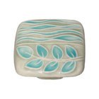 2" Large Square Light Green & Teal Sea Grass Knob in Porcelain