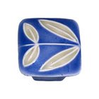 1 1/4" Small Square Dark Blue With Leaves No Berries Knob in Porcelain