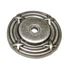 1 1/2" Diameter Round Knob Backplate with Twig and Cross-tie Detail in Pewter