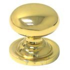 1 1/8" Plain Solid Knob with Backplate in Polished Brass