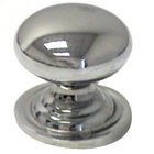 1 1/8" Plain Solid Knob with Backplate in Polished Chrome