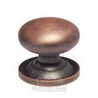1 1/8" Plain Solid Knob with Backplate in Distressed Copper