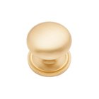 1 1/8" Round Small Solid Plain Knob with Backplate In Satin Brass