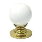 1" White Porcelain Knob with Brass Base