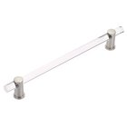 12" Centers Non-Adjustable Clear Acrylic Appliance Pull In Satin Nickel
