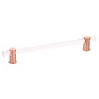 8" Centers Adjustable Clear Acrylic Pull In Brushed Rose Gold