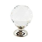 1 1/8" Round Knob in Polished Nickel and Clear Crystal