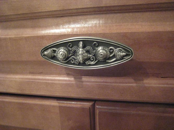 liberty hardware - betsy fields design - coastal - 3" c-c oval seaside pull  in brushed satin pewter